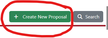 "Create New Proposal" button in Curricunet circled in Red
