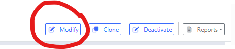 "Modify" button in Curricunet circled in Red